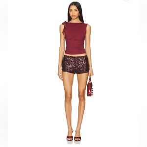 Lioness NWT Night Rider Mini Short in Burgundy